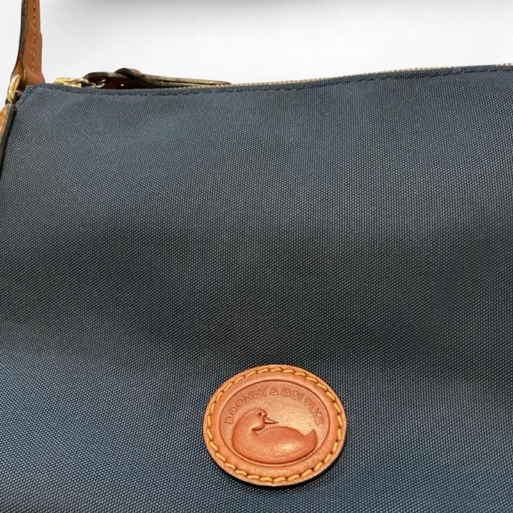 Vintage Dooney & Bourke Crossbody Bag Small Navy Blue Excellent Nylon Leather - Picture 6 of 8